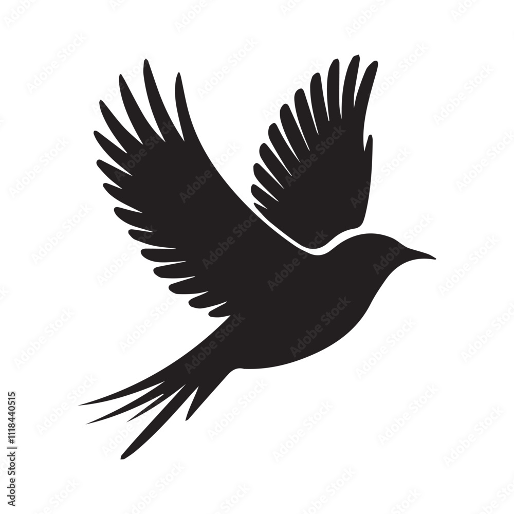 Obraz premium bird flying silhouette vector isolated on white