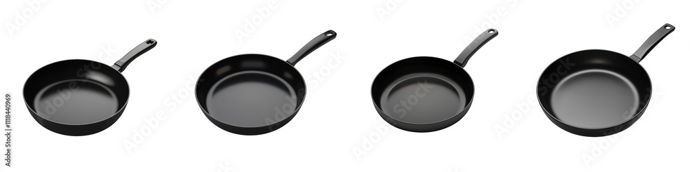 black pan - 3d Set on transparent background PNG file