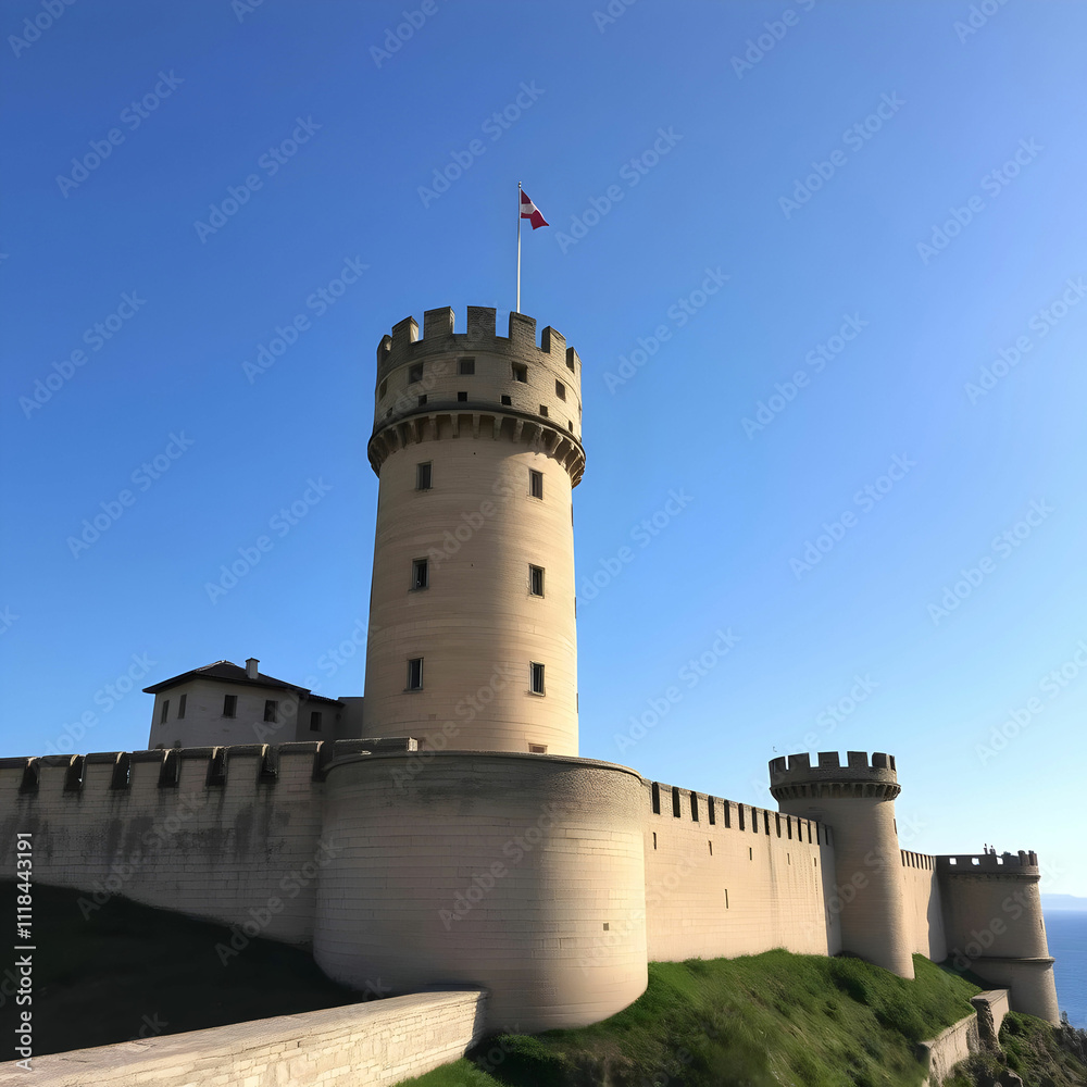 Tower with battlements in the Genoese fortress Tower with battlements in the Genoese fortress