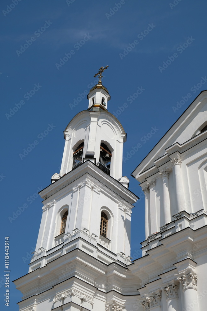 white cathedral and blue sky, Vitebsk Belarus white cathedral and blue sky, Vitebsk Belarus
