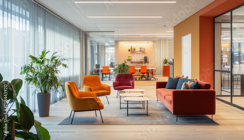 Wallpaper Mural Modern office lounge area with comfortable seating and stylish decor Torontodigital.ca