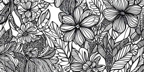 Wallpaper Mural Black and white floral pattern design Torontodigital.ca