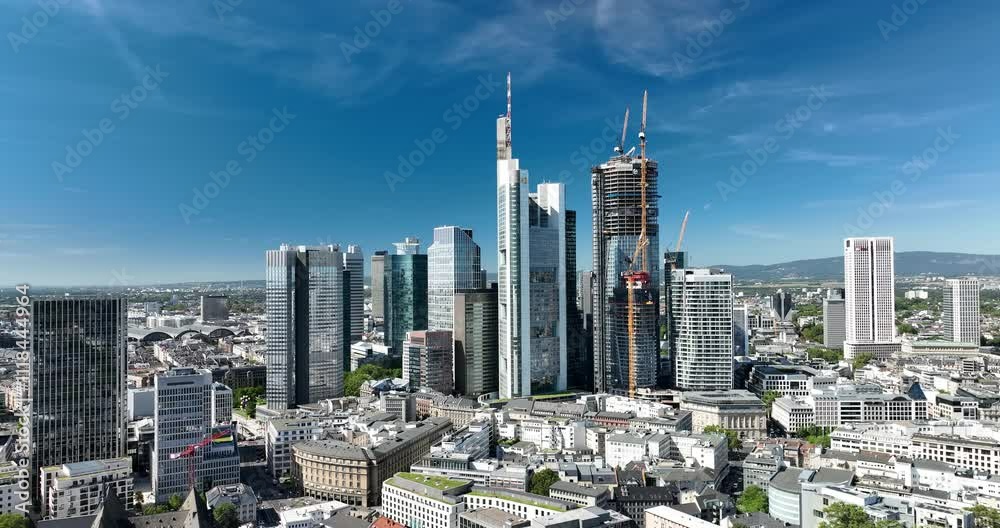 Aerial Frankfurt Am Main Skyline Roemerberg Panoramaluftbild Video