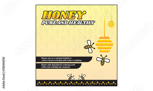 HONEY POSTER DESIGN, Honey Poster Design, Honey Jar Illustration, Organic Honey Graphic, Bee and Honeycomb Art, Natural Honey Design