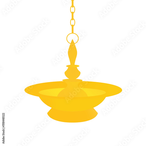 Traditional Kerala brass thooku vilakku, Hanging Oil lamp for Onam, vishu festivals, Kerala home decor item, isolated on transparent background,png image