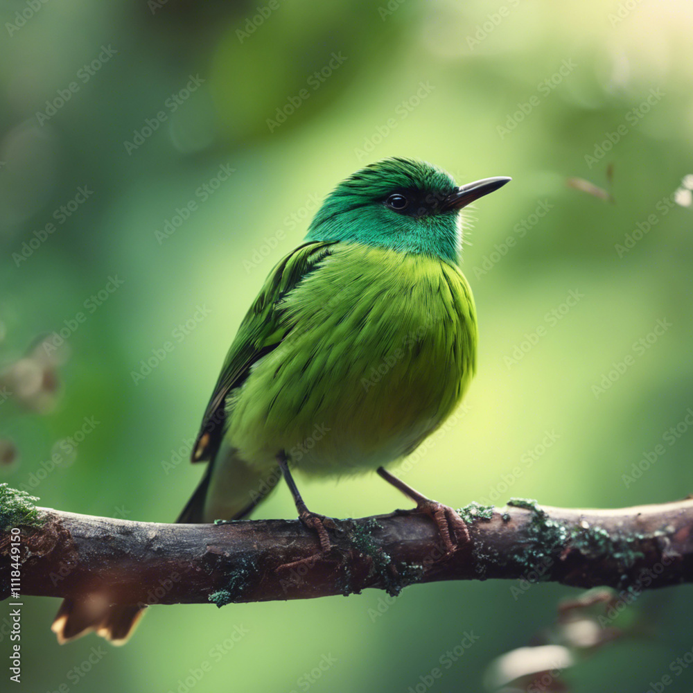 Obraz premium Green Bird Closeup