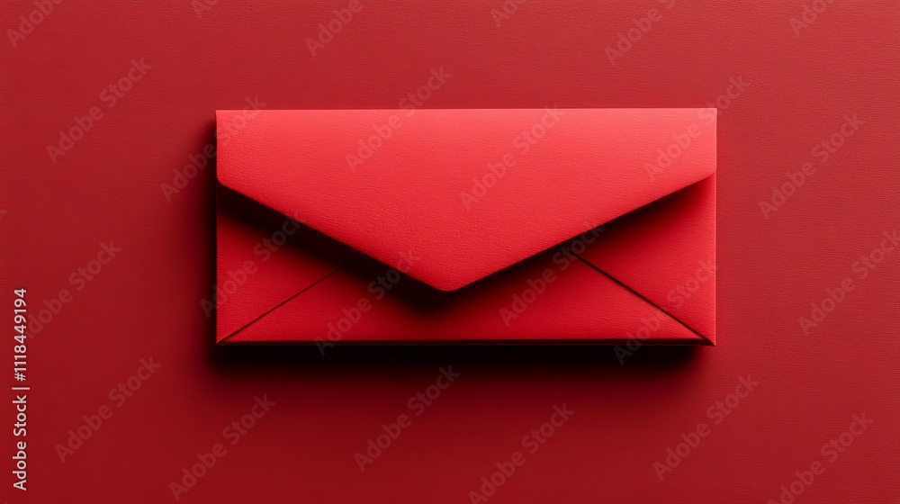 A vibrant red envelope on a matching textured background A vibrant red envelope on a matching textured background