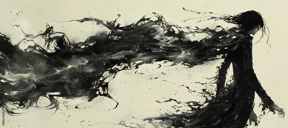 Abstract anime outline simplified forms expressive lines representing joy and creativity offering open areas for design or quotes Abstract anime outline simplified forms expressive lines representing joy and creativity offering open areas for design or quotes