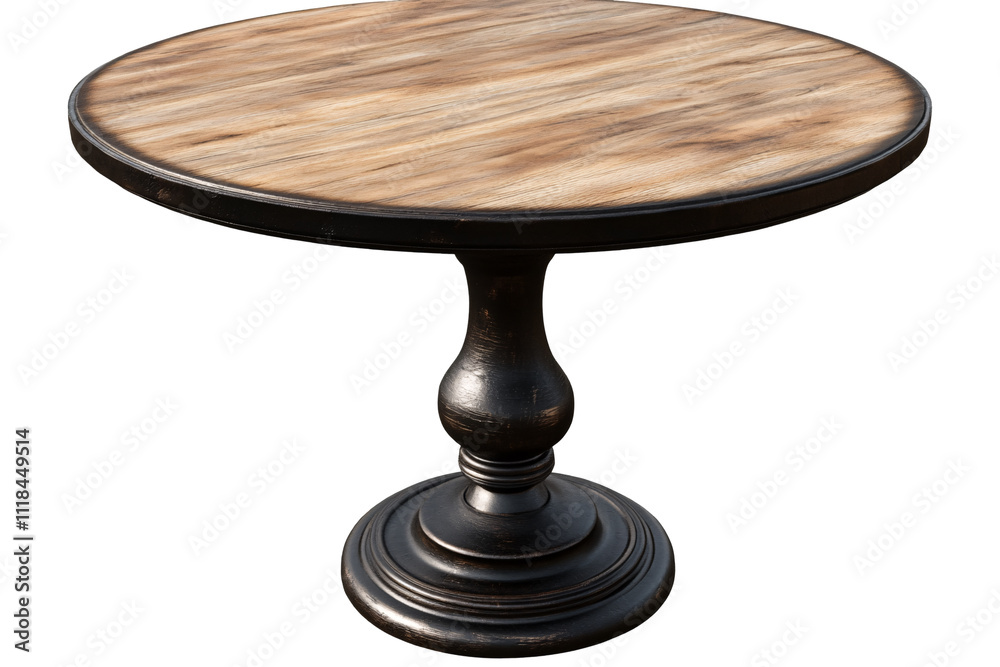a round wooden table with a pedestal a round wooden table with a pedestal