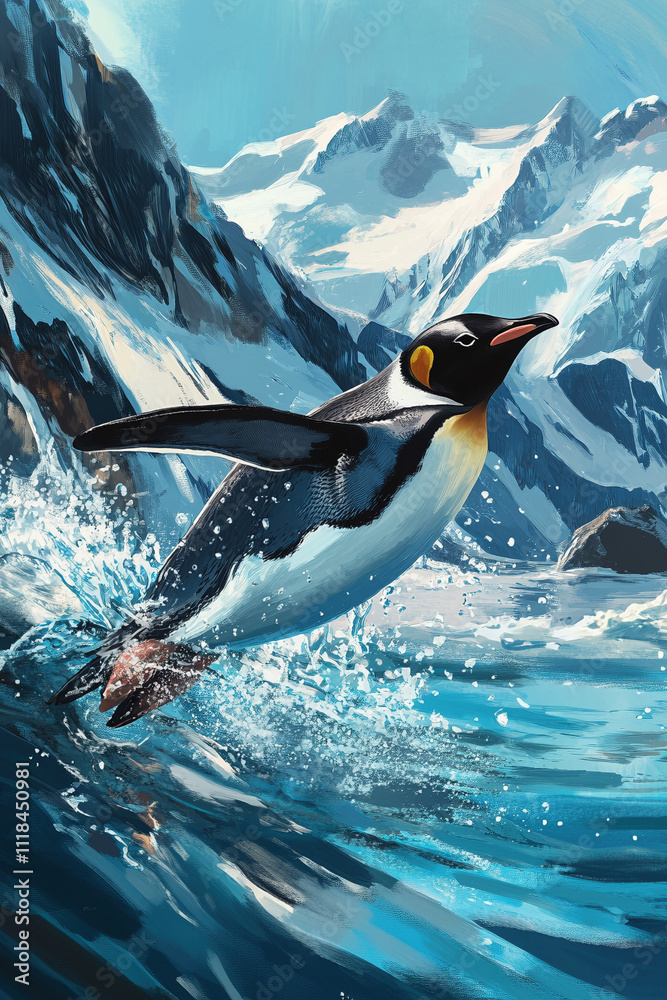 Obraz premium penguin on the water