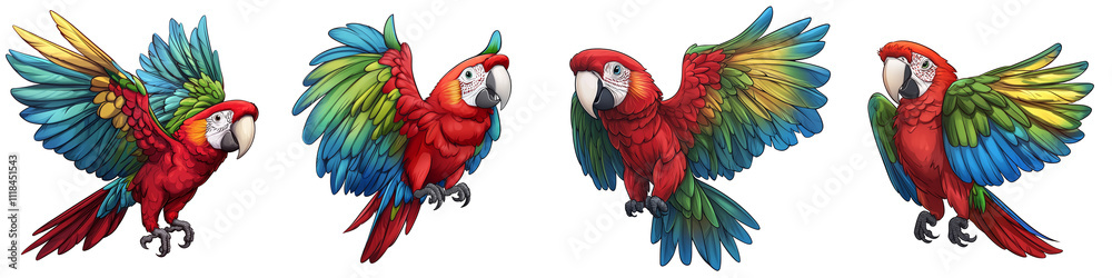 Fototapeta premium parrot animal - 3d Set on transparent background PNG file