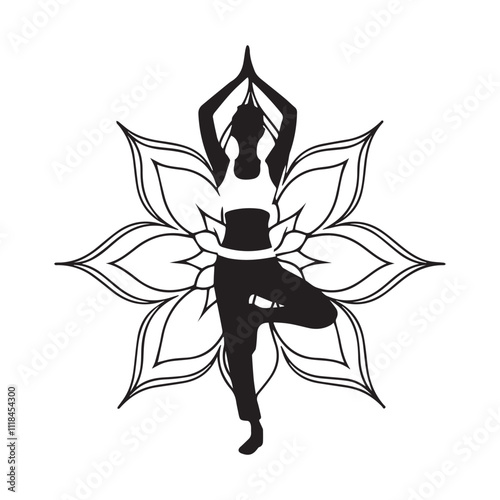 yoga pose silhouette woman logo icon vector