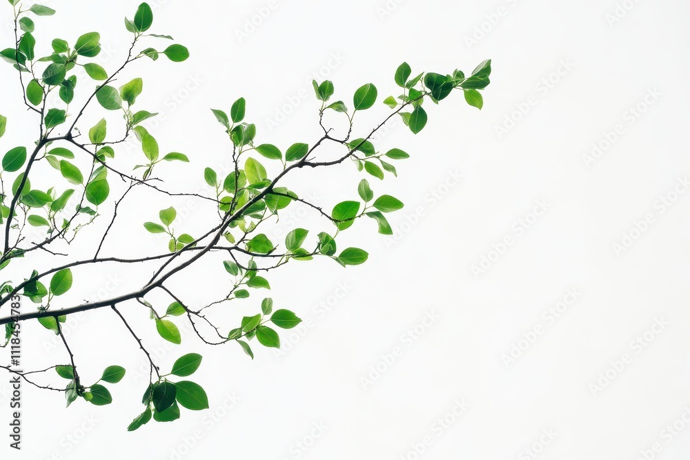 A branch with green leaves against a light background, symbolizing nature and growth. A branch with green leaves against a light background, symbolizing nature and growth.