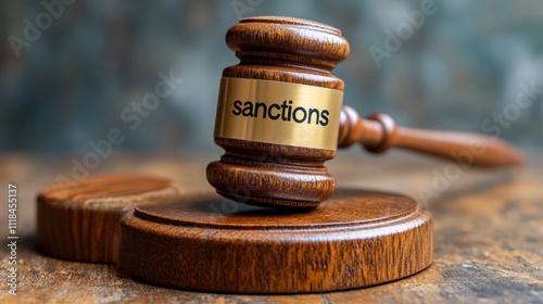 Wallpaper Mural A judicial gavel rests on a wooden block, highlighting the theme of sanctions and legal authority in action Torontodigital.ca