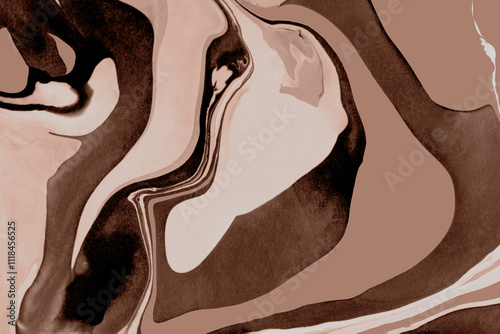The texture of marble. Abstract background, made in the technique of fluid art. Demonstrating the colors of 2025 - Mocha Mousse