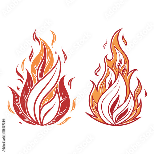 Fire icons set. Fire symbol set. Vector illustration