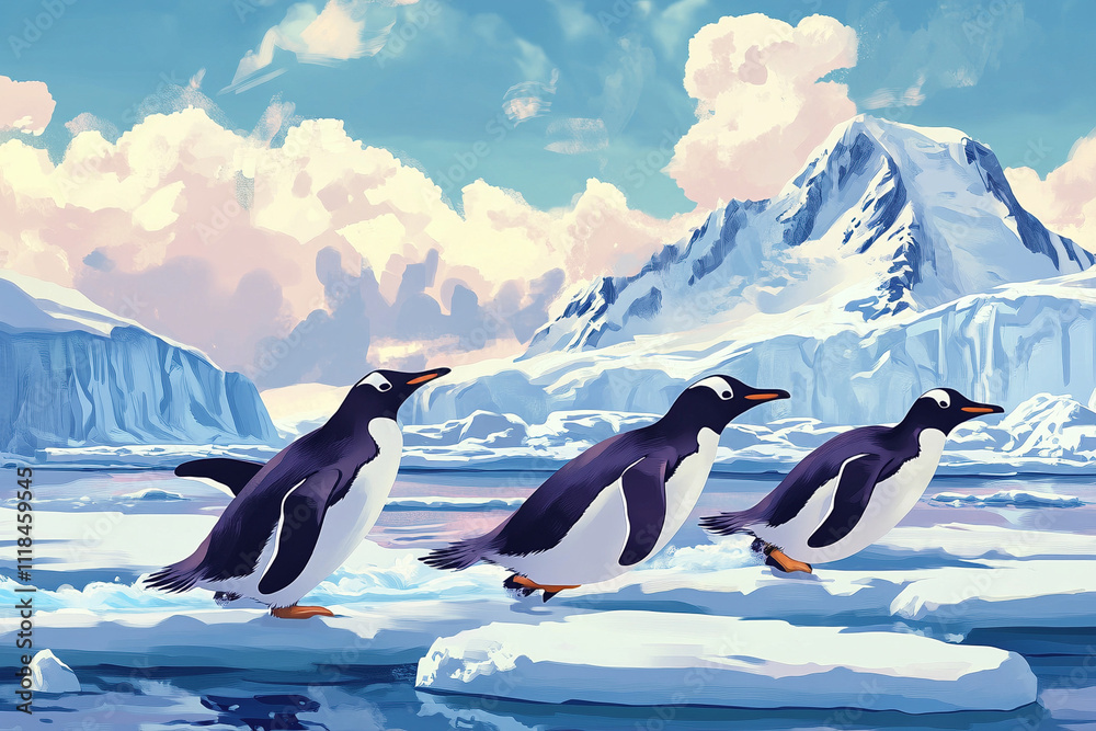 Obraz premium penguin on ice