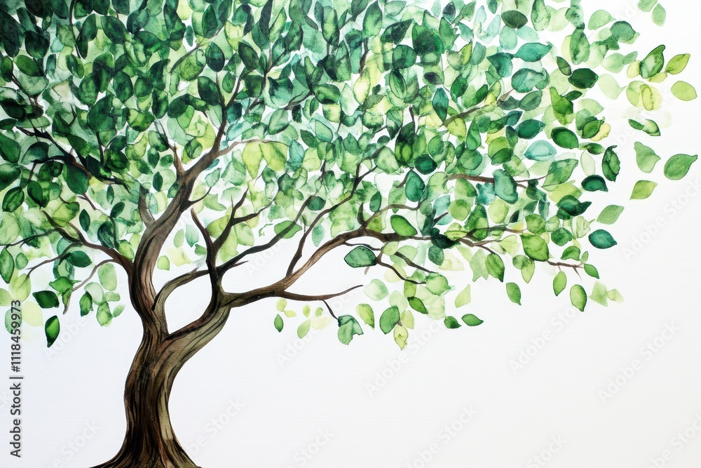 A stylized illustration of a lush green tree with detailed leaves and branches. A stylized illustration of a lush green tree with detailed leaves and branches.