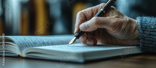 Wallpaper Mural Close-up of hand writing in a notebook with a fountain pen. Torontodigital.ca