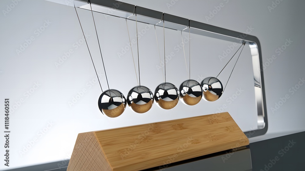 Fototapeta premium Newton's Cradle in Action with Blurred Motion for Dynamic Stock Photos