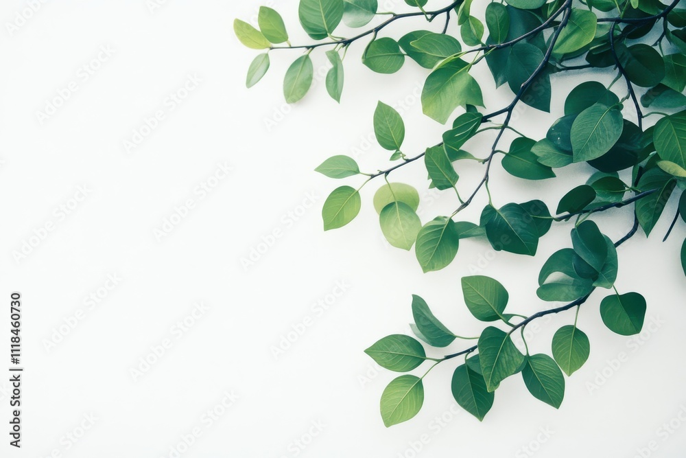 A close-up of green leaves arranged artistically on a light background. A close-up of green leaves arranged artistically on a light background.