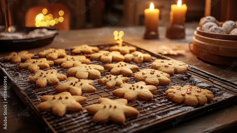 Festive Christmas Cookie Baking with Cozy Candlelight Ambiance Festive Christmas Cookie Baking with Cozy Candlelight Ambiance
