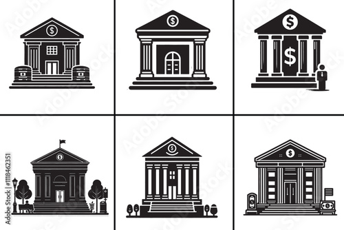 set Bank Icon Professional and Versatile Design for Financial icon 