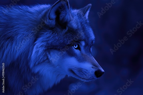 Wolf portrait with blue eyes photo