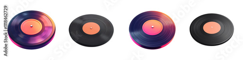 vinyl record disc - 3d Set on transparent background PNG file photo