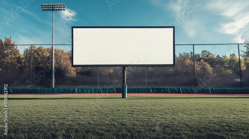 Blank billboard at sports field. photo