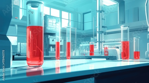 Wallpaper Mural Futuristic Laboratory with Red Liquid in Test Tubes and Advanced Equipment Torontodigital.ca