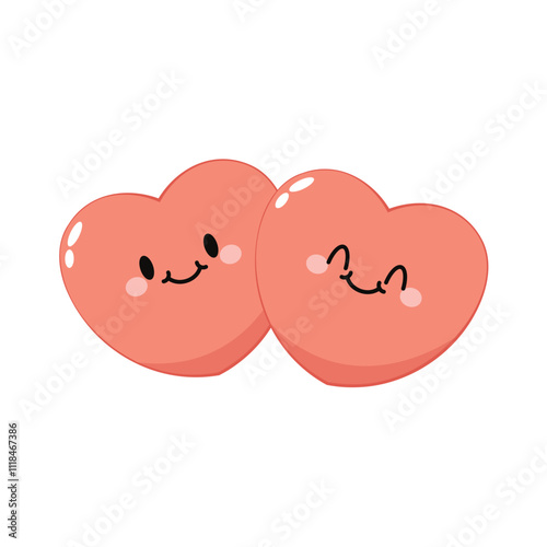 Red cute heart character. Romantic flat style Valentine's Day illustrations to express feelings of love.
