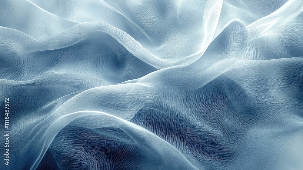 Translucent fabric flowing gracefully with soft, ethereal waves Translucent fabric flowing gracefully with soft, ethereal waves