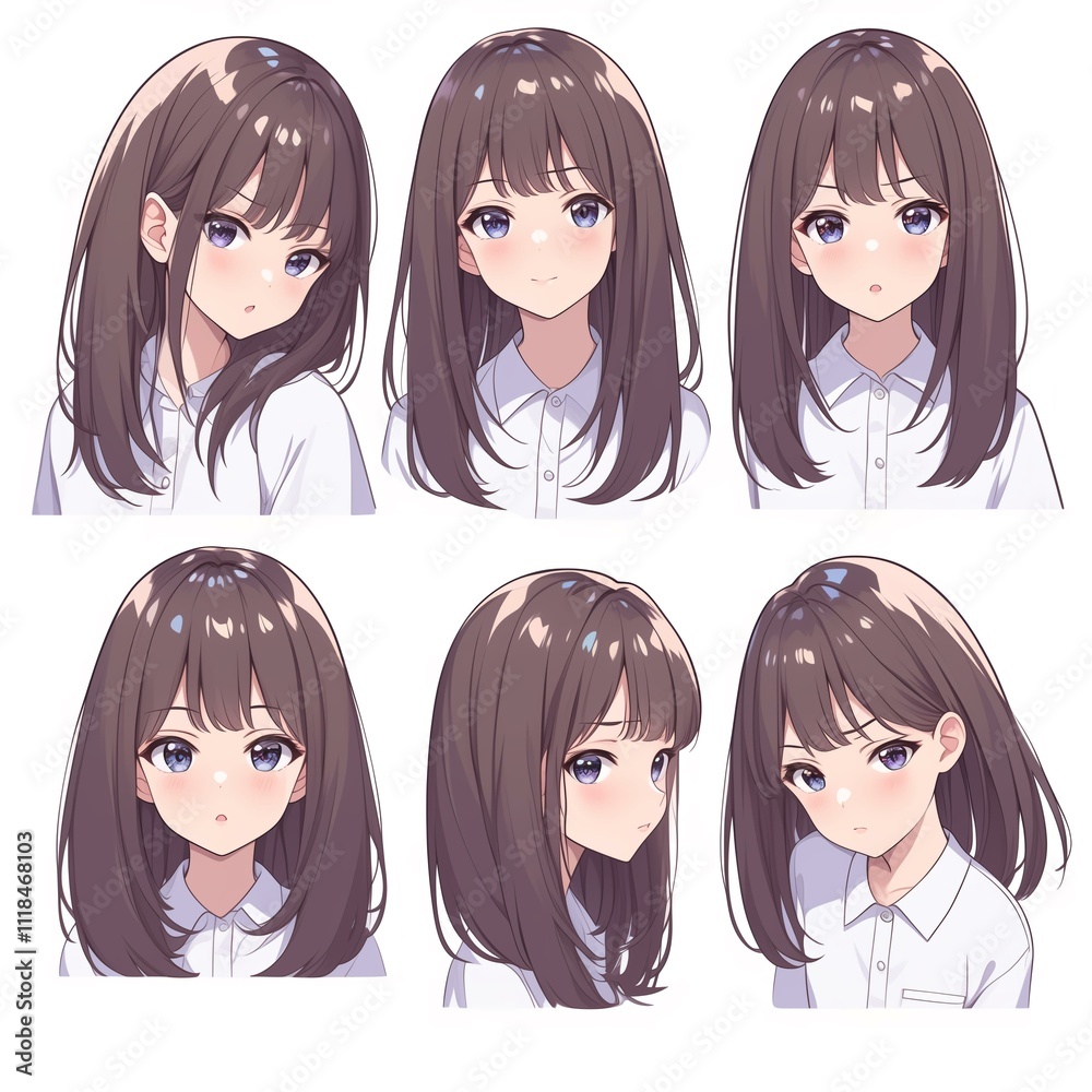 アニメ調の美少女の切り抜き用素材 アニメ調の美少女の切り抜き用素材