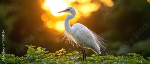 A white bird standing on top of a lush green field