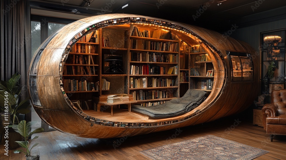 Fototapeta premium Bookshelf that can travel through time and space