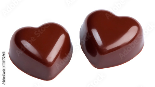 Macro chocolate heart on white background