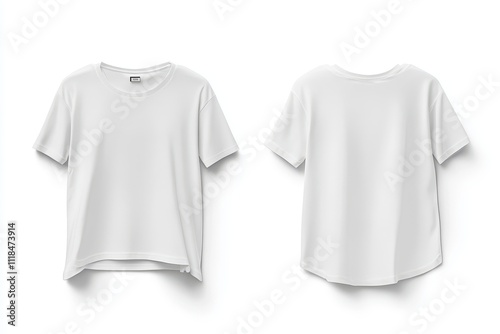 A plain white t-shirt displayed from the front and back, showcasing its simple design.