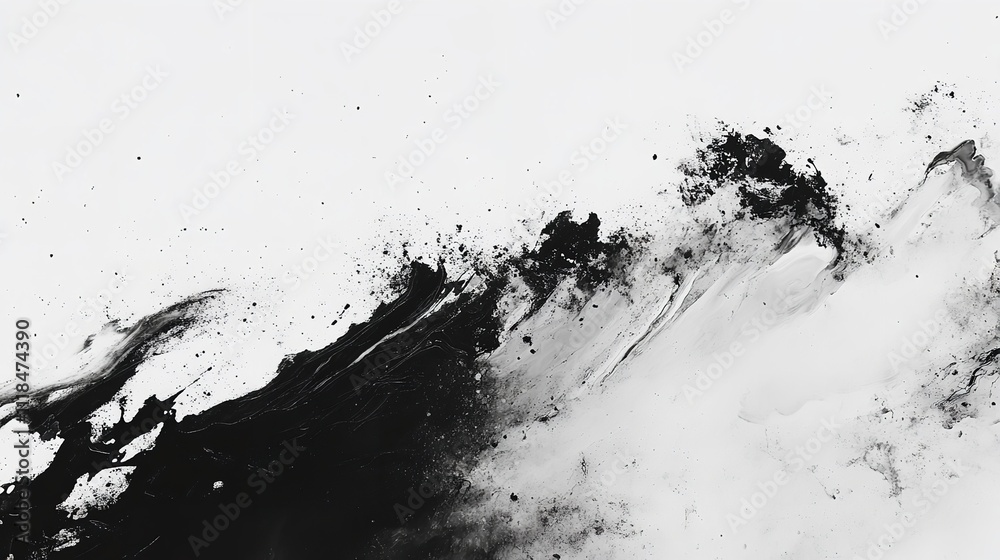 This image features a dynamic and abstract design with a black and white dust cloud pattern. Its high contrast and intricate texture create a visually This image features a dynamic and abstract design with a black and white dust cloud pattern. Its high contrast and intricate texture create a visually