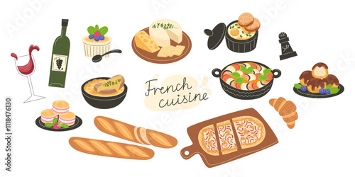 Collection of Traditional French Dishes and Pastries