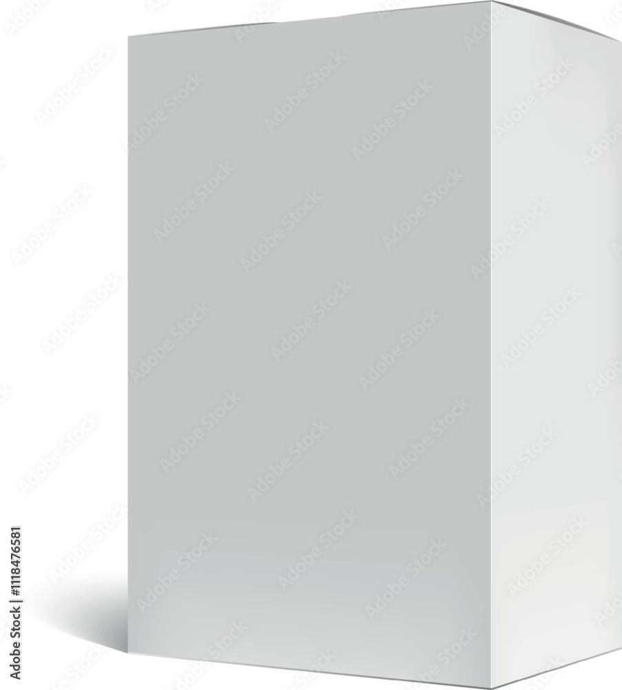Realistic white cardboard box mockup casting a soft shadow on a clean white background, ideal for presenting packaging designs and branding concepts with clarity and style Realistic white cardboard box mockup casting a soft shadow on a clean white background, ideal for presenting packaging designs and branding concepts with clarity and style