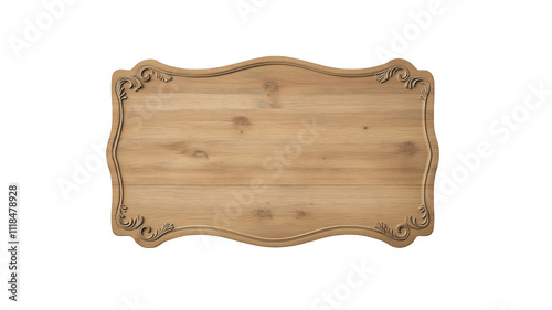 Rectangular Vintage Wooden Signboard, Decorative Wooden Plaque with Ornate Carved Edges, Blank Wooden Sign, Rustic Wall Decor, Customizable Wooden Display Board, Classic Wood Craft for Engraving and S