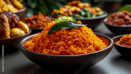 Vegetables and other dishes on the table with rice, ready for lunch or dinner.