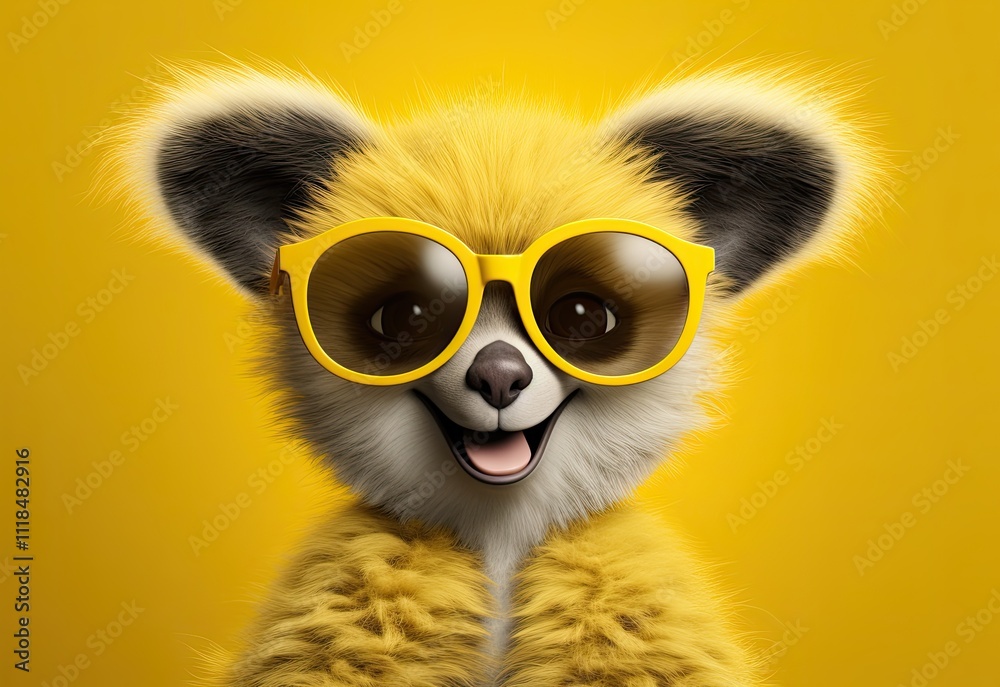 Lemur in sunglasses. Close-up portrait of a lemur. An anthopomorphic creature. A fictional character for advertising and marketing. Humorous character for graphic design. Lemur in sunglasses. Close-up portrait of a lemur. An anthopomorphic creature. A fictional character for advertising and marketing. Humorous character for graphic design.