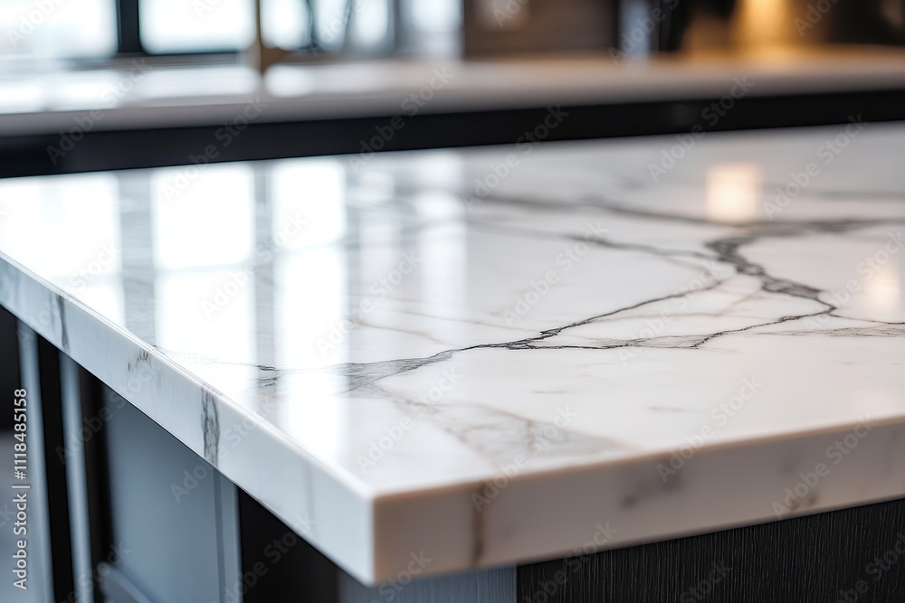 A close-up view of a marble countertop showcasing elegant veining and a polished surface. A close-up view of a marble countertop showcasing elegant veining and a polished surface.