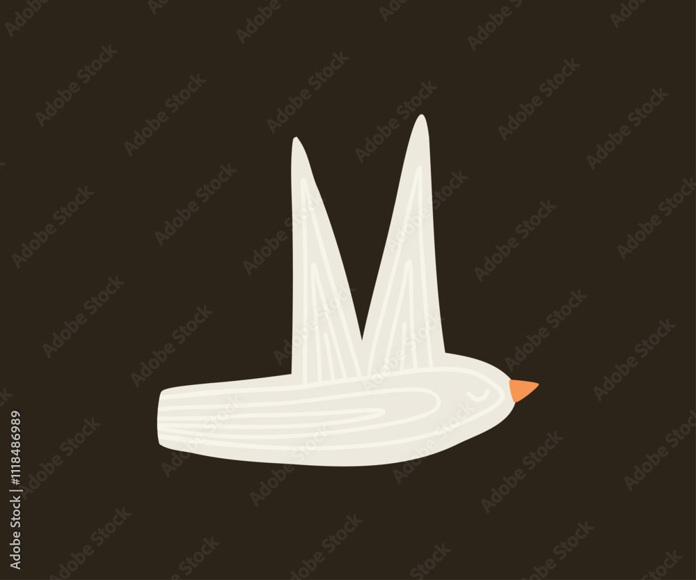 Fototapeta premium Bird in flat style. Hand drawn vector illustration.