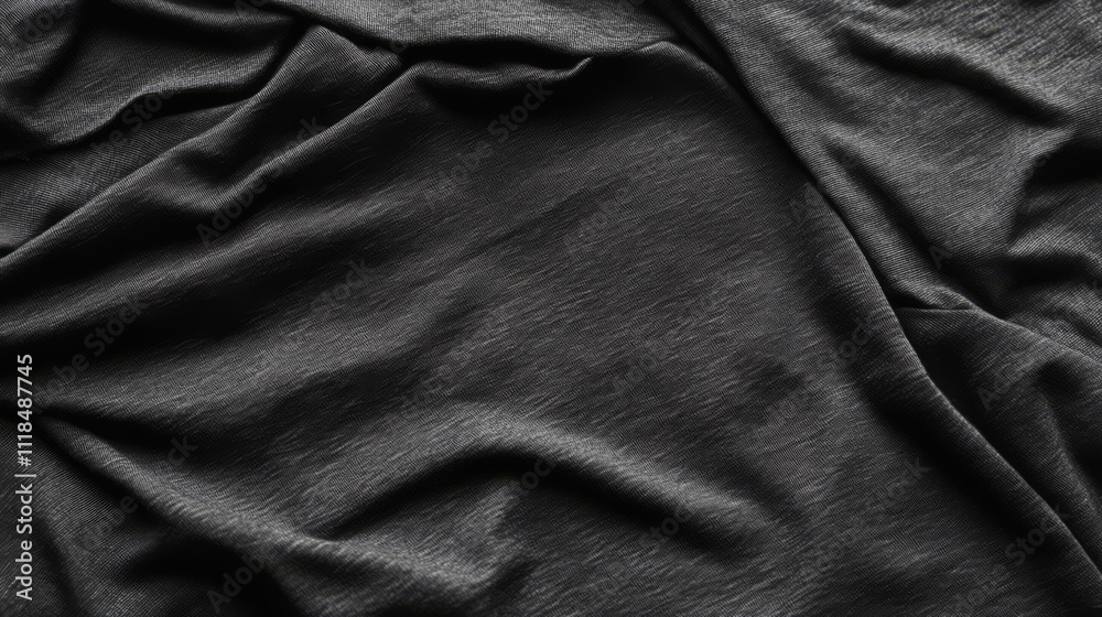 Fototapeta premium Draped dark gray fabric texture.