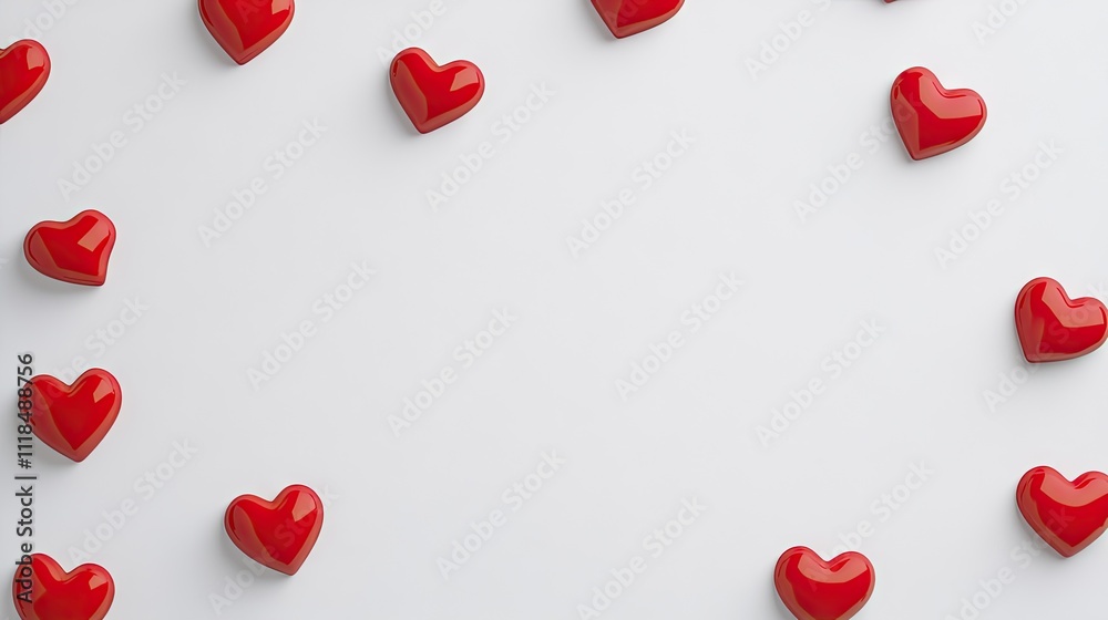 Red hearts cascade gently across a bright white background, creating a whimsical and romantic setting ideal for photography backdrops. Perfect for celebrations and events Red hearts cascade gently across a bright white background, creating a whimsical and romantic setting ideal for photography backdrops. Perfect for celebrations and events