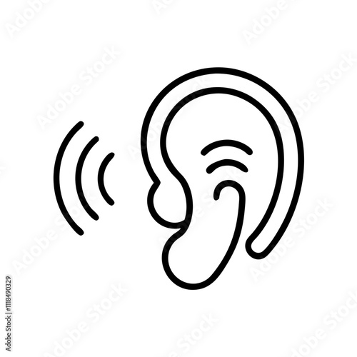 Hearing loop icon in black outline with modern design for assistive listening concept 