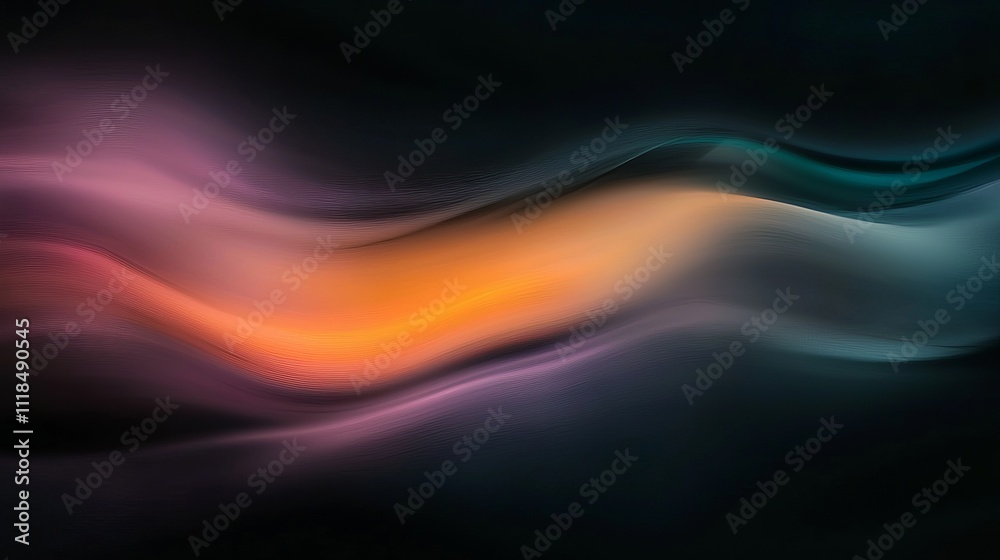 Fototapeta premium Abstract art with swirling, dark colors. Hues of teal, orange, and purple create a dreamy, moody atmosphere.